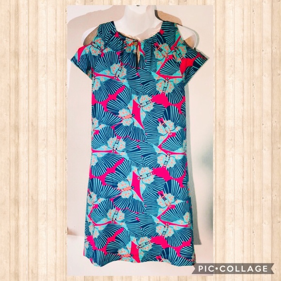 Boutique-Tracy Negoshian blue cold shoulder dress - Picture 2 of 8